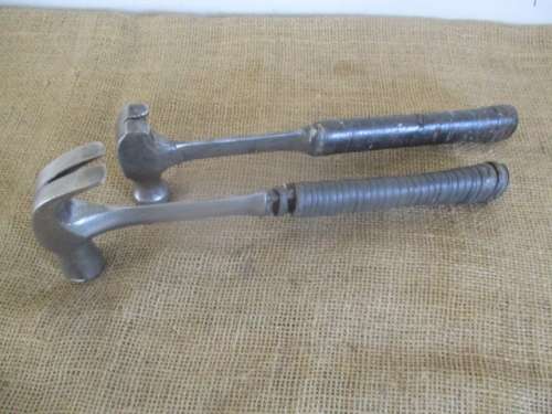 Bid for Wiehan -For The DIY Person...Two Vintage Solid Steel Estwing Claw Hammers Both With Injuries