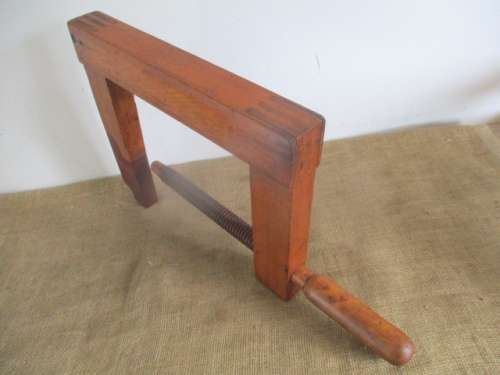 Very Rare Gigantic Vintage Carpenter's Wooden G-Clamp
