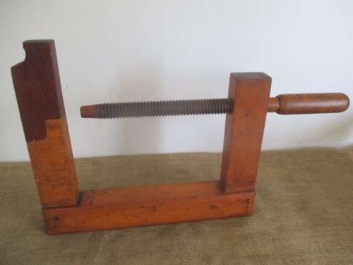Very Rare Gigantic Vintage Carpenter's Wooden G-Clamp