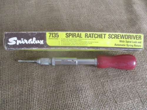 Vintage Spiralux 7135 Spiral Rachet Screwdriver With One Bit By Spiralux Ltd, England    MIB