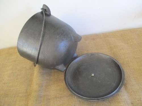 For Grant Bid Only - Potjie With A Clear Difference - Very Rare Vintage Solid Cast Iron Potjie Pot