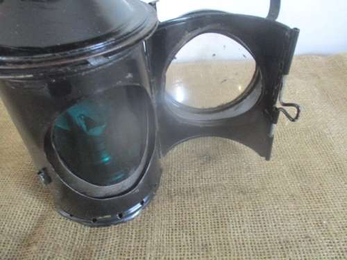 Complete Vintage South African Railway Services Blue Green White Lantern