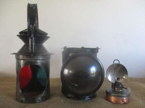 Complete Vintage South African Railway Services Blue Green White Lantern