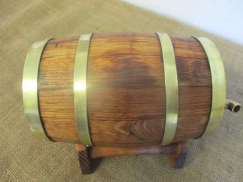 With Great Character...This Approx 1,5Lt Vintage Simonsvlei Oak Wine Barrel With Brass Tap & Straps