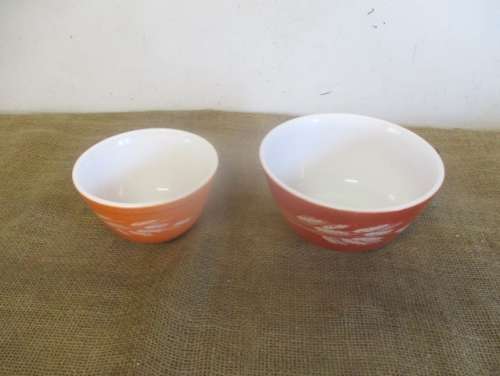 Two Really Nice Vintage Pyrex No's 401 & 402 Autumn Harvest Mixing Bowls     1970's