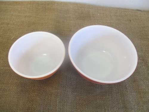 Two Really Nice Vintage Pyrex No's 401 & 402 Autumn Harvest Mixing Bowls     1970's