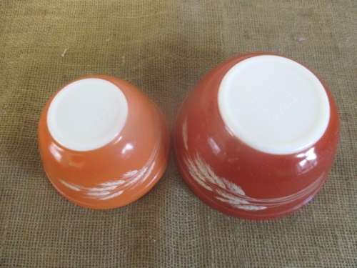 Two Really Nice Vintage Pyrex No's 401 & 402 Autumn Harvest Mixing Bowls     1970's