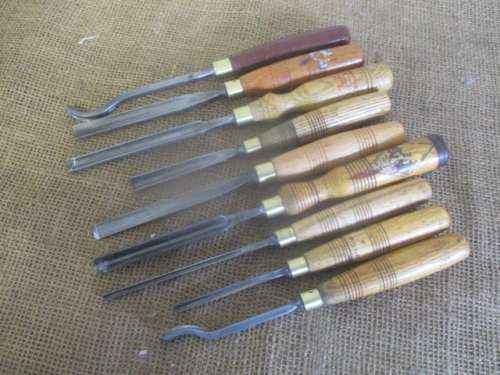 Great Selection Of Nine Nice Vintage Wood Carving Chisels