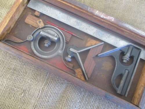 Beautiful Vintage The L.S.S.Co No 4 12" Machinist Combination Square And Protractor Head