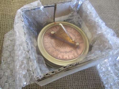 Very Rare...This Cute Vintage Solid Brass Gilbert Sundial Compass With Time Reader