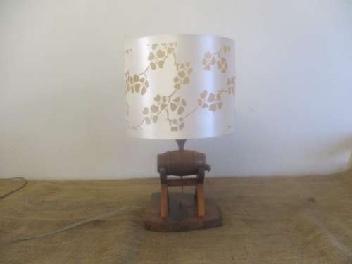 Very Cute Vintage Wooden Wine Barrel Table Lamp