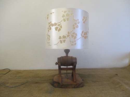 Very Cute Vintage Wooden Wine Barrel Table Lamp