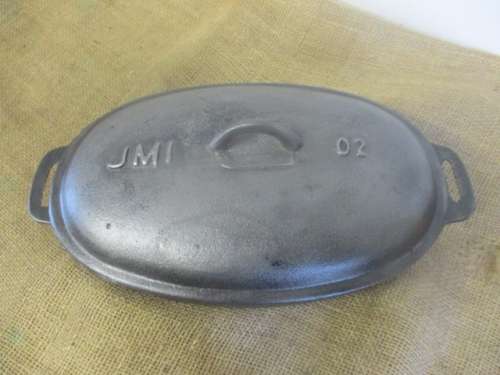 Real Nice Size Oval JMI 20 Cast Iron Flat Bottom Casserole