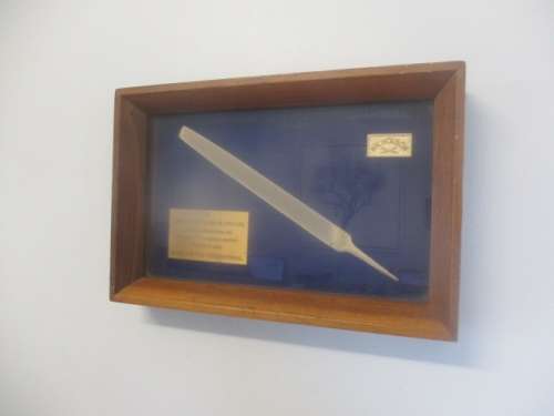 Impressive Presentation Of A Brass Nicholson File In A Wall Hanging Wooden Frame