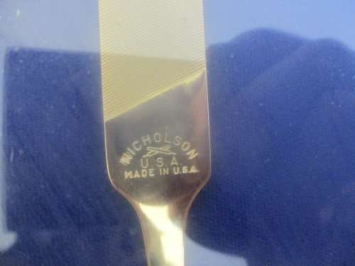 Impressive Presentation Of A Brass Nicholson File In A Wall Hanging Wooden Frame