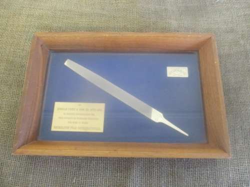 Impressive Presentation Of A Brass Nicholson File In A Wall Hanging Wooden Frame