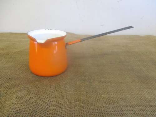 Beautiful Vintage Made In Poland Old Fashioned Enamel Cezve / Biriki / Turkish Coffee Pot