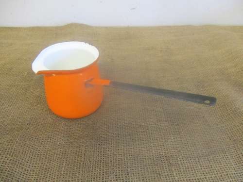 Beautiful Vintage Made In Poland Old Fashioned Enamel Cezve / Biriki / Turkish Coffee Pot