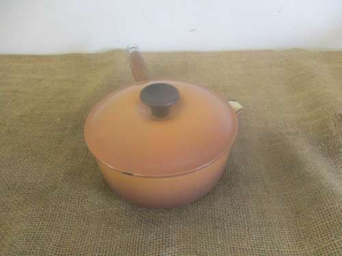 Beautiful Vintage No 18 Hazelnut Brown Le Creuset Enameld Cast Iron Lidded Saucepan