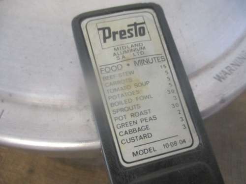 Beautiful Vintage Presto Model 10.08.04 Pressure Cooker By Midland Aluminum SA Ltd