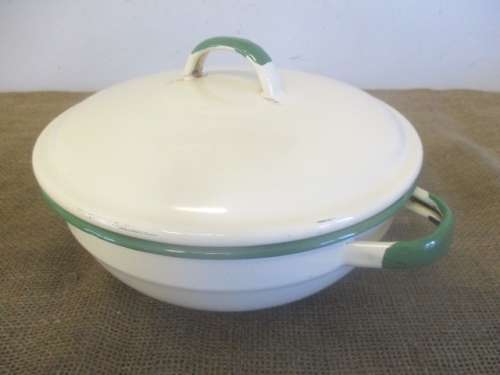 For Lorna's Bid Only - Nice Large Vintage Old Fashioned Enamel Lidded Dish