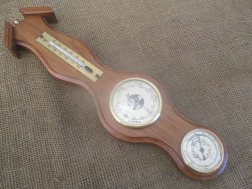 An Awesome Vintage Wall Mounted Brass Barostar Barometer With Hygrometer & Thermometer