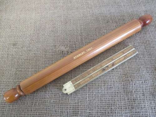 For BenBoo Bid - Vintage 24" Stanley #62 1/2 Folding Ruler And Stanley Pencil In Wooden Holder