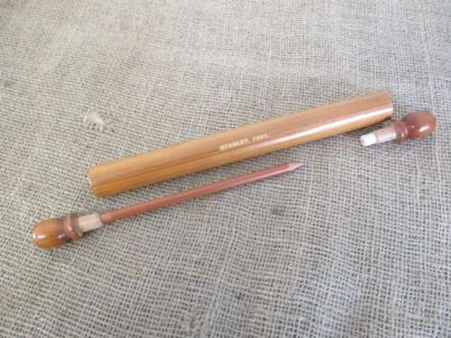 For BenBoo Bid - Vintage 24" Stanley #62 1/2 Folding Ruler And Stanley Pencil In Wooden Holder