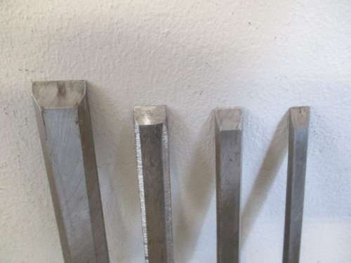 For BenBoo Bid Only - Nice Set Of Four Carpenter Woodworking Chisels Together With An Oilstone