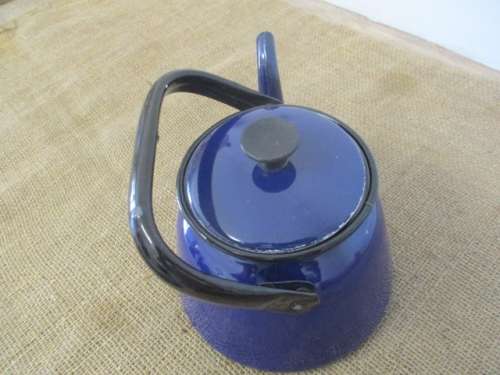 Beautiful Large Vintage Old Fashioned Enamel Made In Poland Coffee Pot