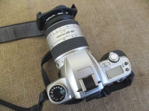 For StoSim Bid Only - Vintage Pentax MZ -7 SLR Camera With Attached Pentax 28 - 80 Lens