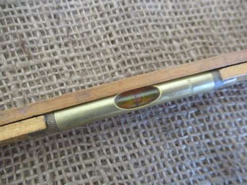 Lovely Vintage 1M Boxwood Rabone Chesterman No 1191 Folding Carpenter`s Ruler With Spirit Level