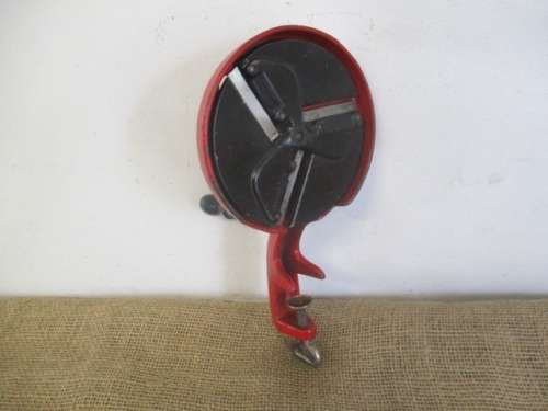 Lovely Vintage Twin Feeder Cast Iron Table Mount Bean Slicer