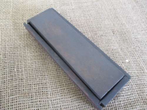 Vintage Double Sided Sharpening Stone In Wooden Holder