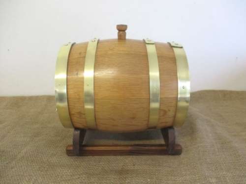 Exact Replica Of The Real McCoy....An Outstanding Vintage Oak Wine Barrel With Brass Tap And Straps