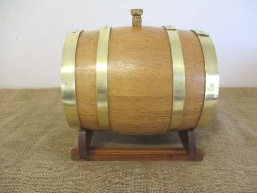 Exact Replica Of The Real McCoy....An Outstanding Vintage Oak Wine Barrel With Brass Tap And Straps