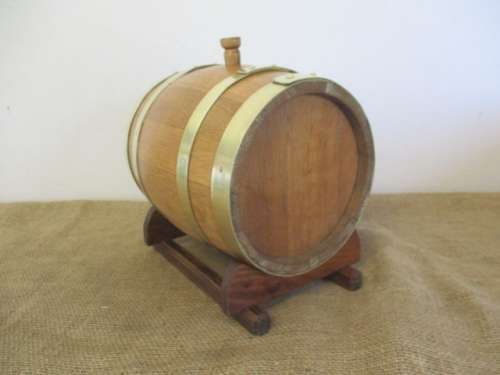 Exact Replica Of The Real McCoy....An Outstanding Vintage Oak Wine Barrel With Brass Tap And Straps