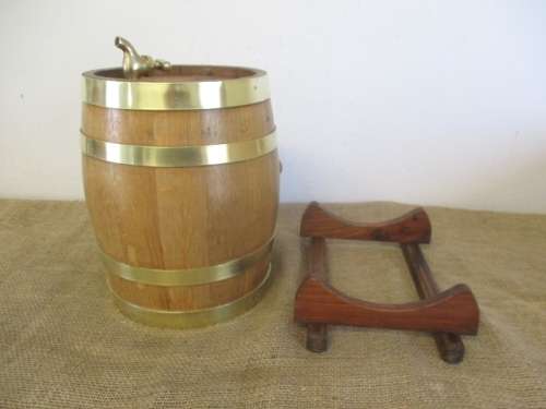Exact Replica Of The Real McCoy....An Outstanding Vintage Oak Wine Barrel With Brass Tap And Straps