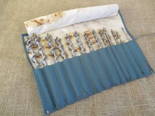 Really Nice Vintage BEWU Woodworking Drill Bit Set In Original Sleeve  3/16` - 1`