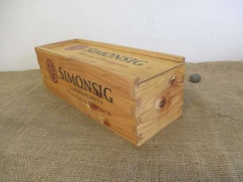 Nice Sturdy Simonsig Cabernet Sauvignon 1,5Litre Wooden Wine Box With Sliding Lid