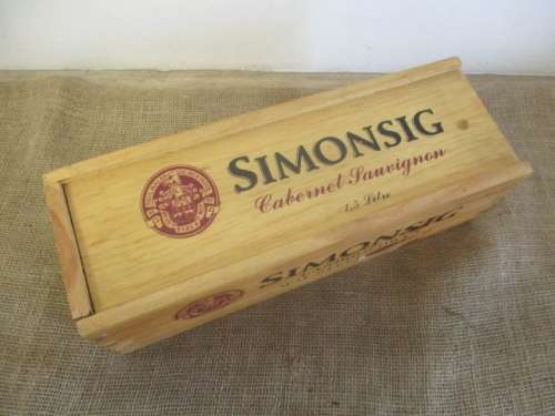 Nice Sturdy Simonsig Cabernet Sauvignon 1,5Litre Wooden Wine Box With Sliding Lid