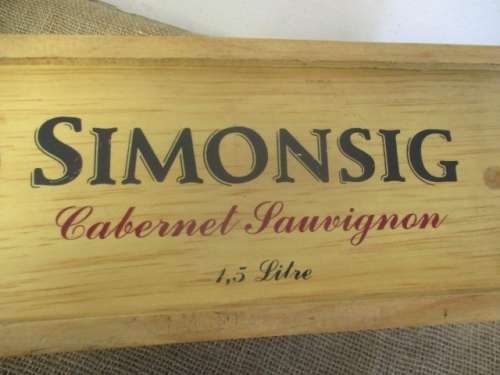 Nice Sturdy Simonsig Cabernet Sauvignon 1,5Litre Wooden Wine Box With Sliding Lid