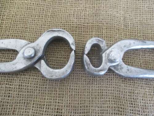 The Legends....Two Nice Vintage 10 inch & 7 inch Solid Steel Blacksmith Tongs