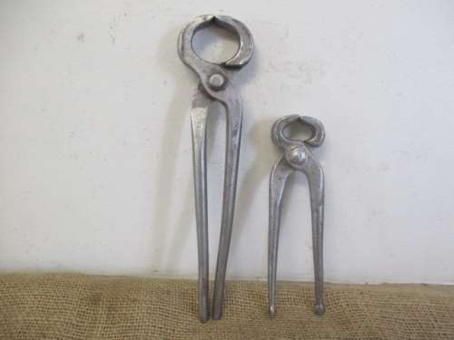 The Legends....Two Nice Vintage 10 inch & 7 inch Solid Steel Blacksmith Tongs