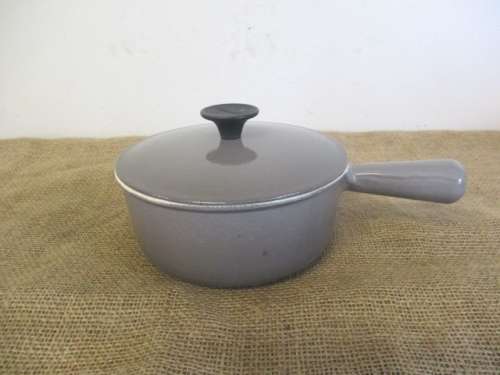 Nice Vintage Cousances 18 Lidded Enameled Cast Iron Sauce Pan                  France