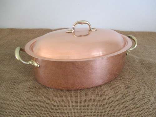Another Rare One...This Magnificent Sizable Vintage Bongusto Copper Casserole      Made In Italy