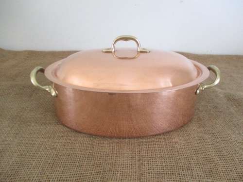 Another Rare One...This Magnificent Sizable Vintage Bongusto Copper Casserole      Made In Italy