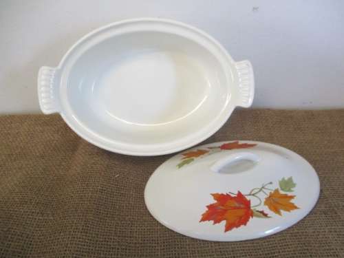 Rare-Brilliant Vintage Belgium Descoware FE 77 A Maple Leaf Lidded Enameled Cast Iron Oval Casserole