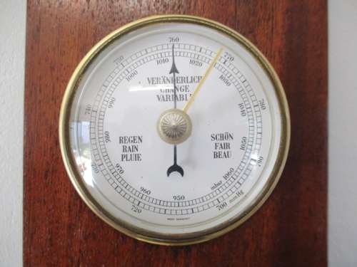Beautiful Looking Vintage Wall Mount Brass Barometer With Hygrometer, Thermometer & Clock