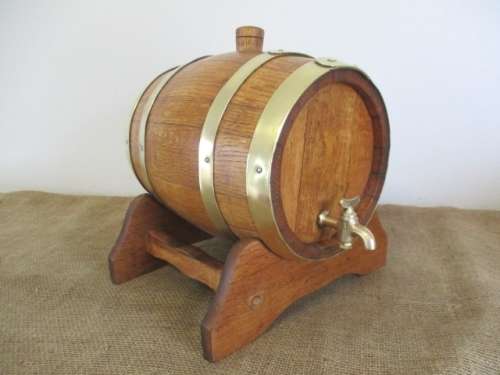 Exact Replica Of The Real McCoy....Very Fine Large Vintage Oak Wine Barrel With Brass Tap And Straps